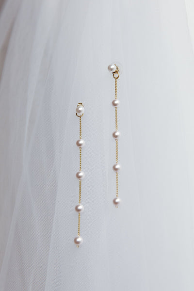 Golden Gaia Drop Pearl Earrings