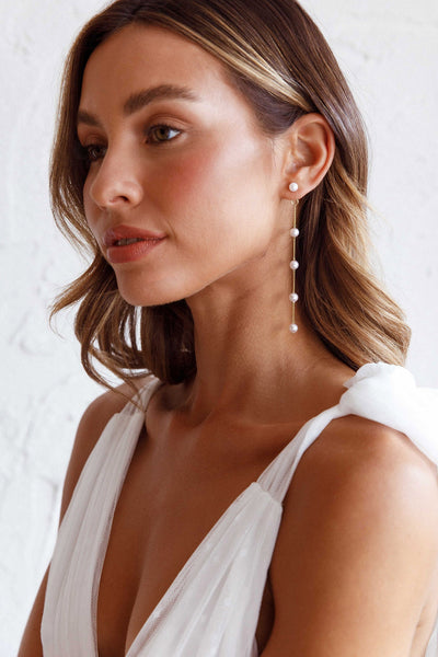 Golden Gaia Drop Pearl Earrings