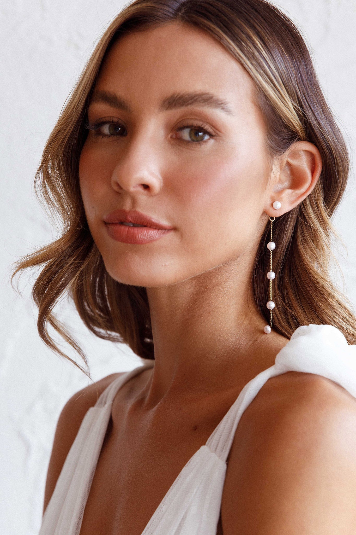 Golden Gaia Drop Pearl Earrings