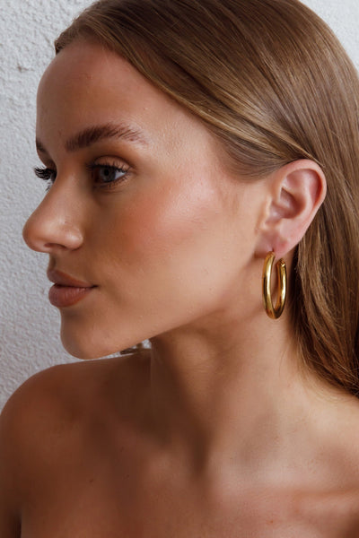 Golden Medusa Hoop Earrings