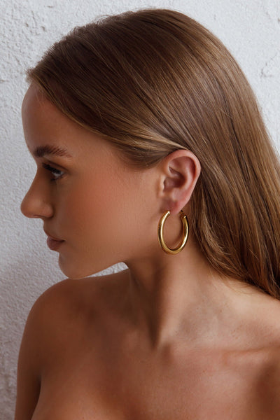 Golden Medusa Hoop Earrings