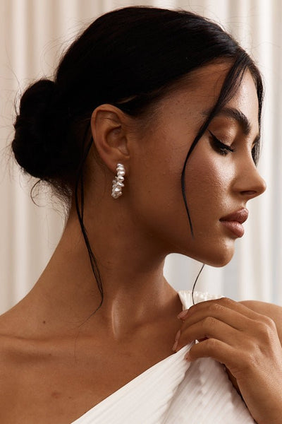 Gold Ohana Hoop Earrings with Baroque Pearls