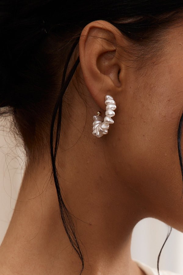 Gold Ohana Hoop Earrings with Baroque Pearls
