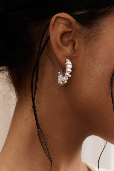 Gold Ohana Hoop Earrings with Baroque Pearls