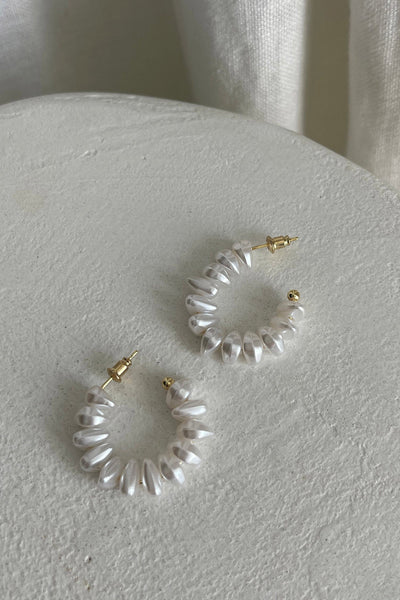 Gold Ohana Hoop Earrings with Baroque Pearls
