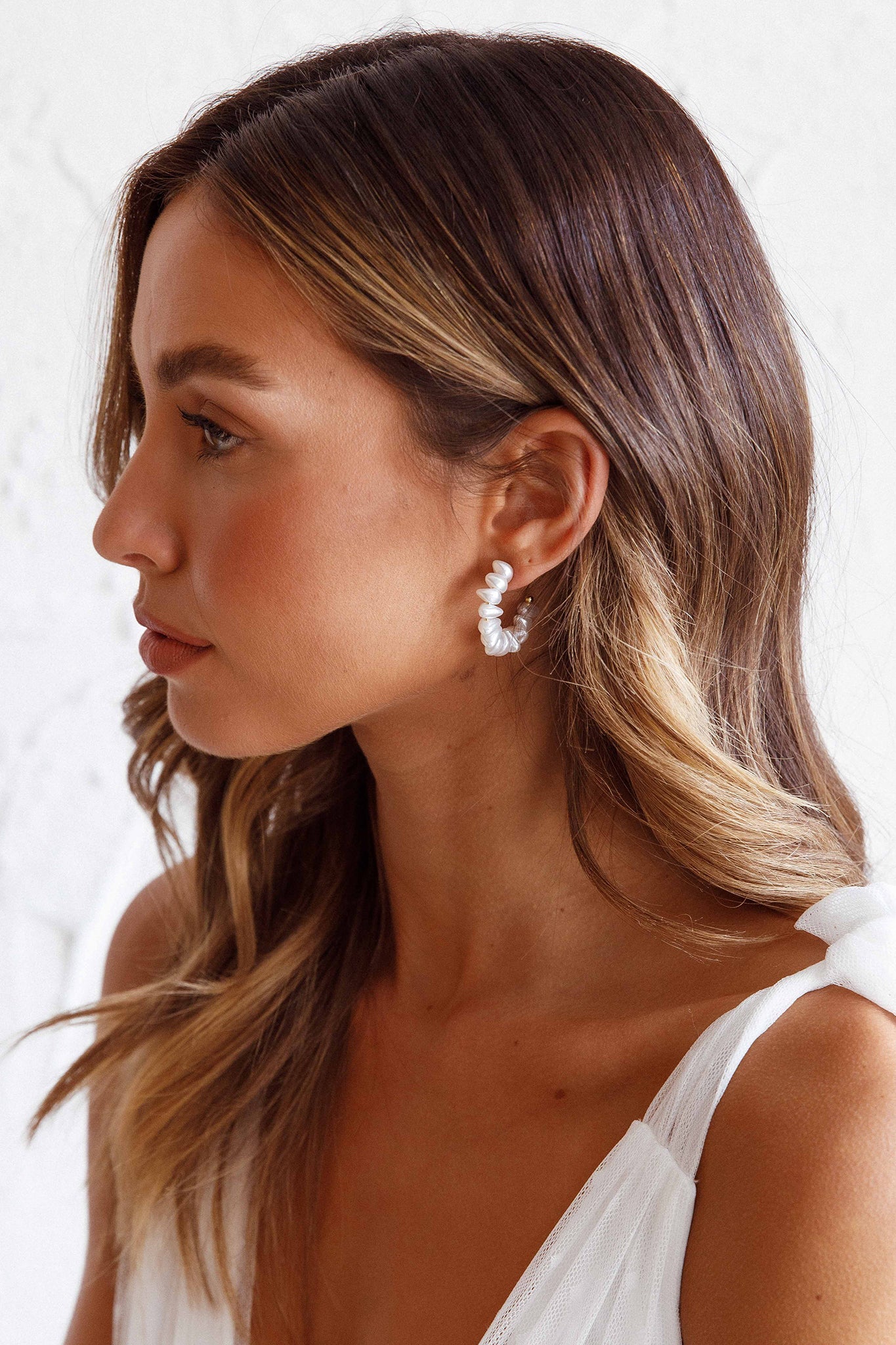 Golden Pearl Hoop Earrings