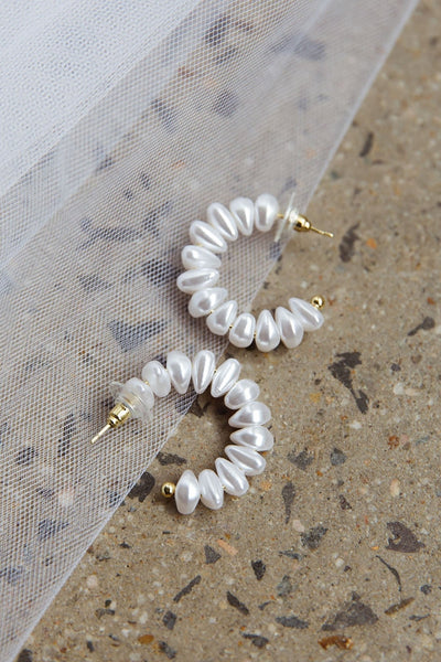 Golden Pearl Hoop Earrings