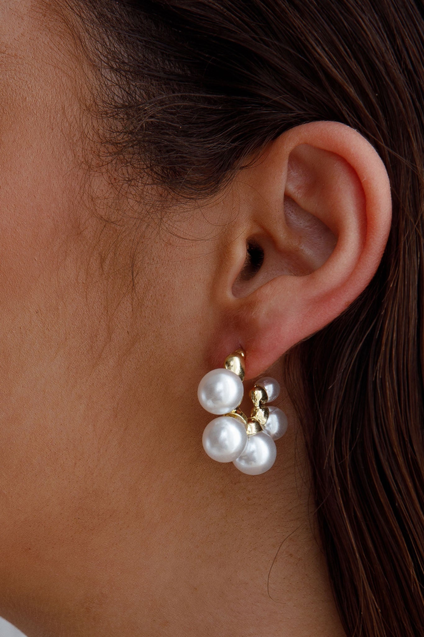 Golden St Tropez Pearl Hoop Earrings