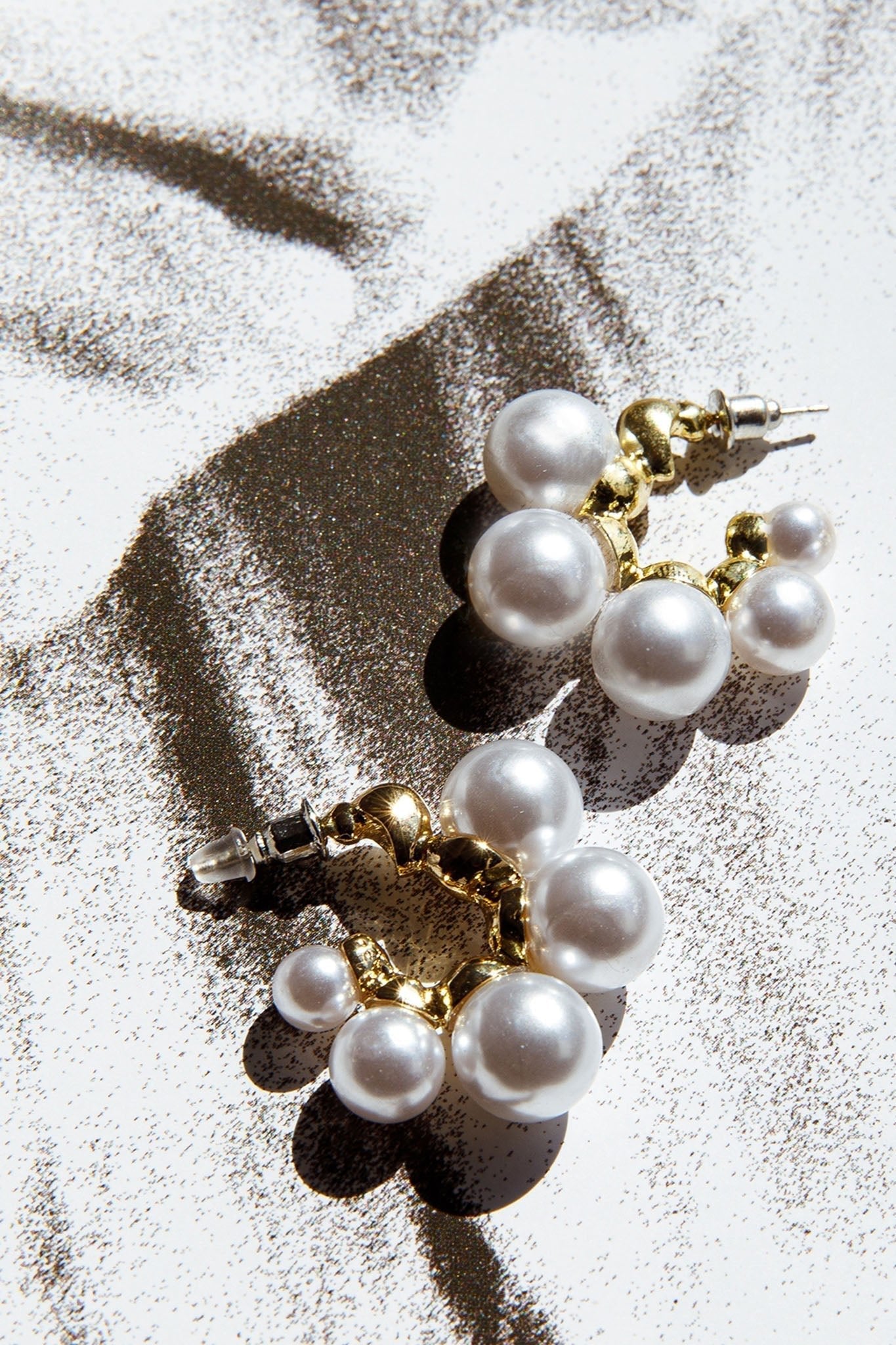 Golden St Tropez Pearl Hoop Earrings