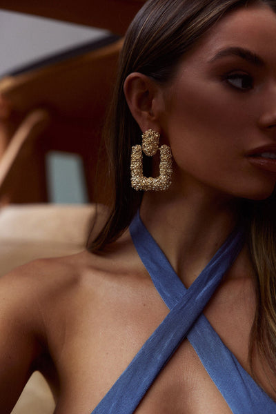 Gold Textured Earrings Rodeo Drive
