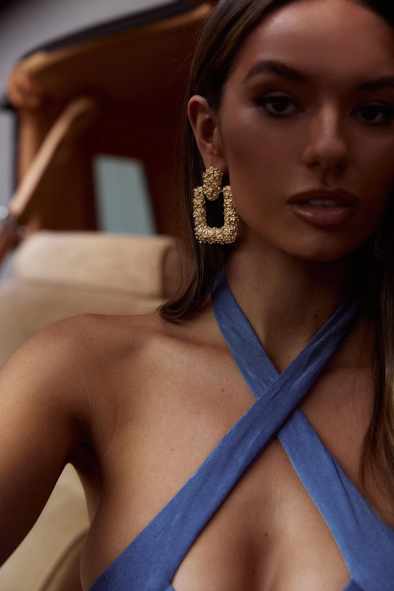 Gold Textured Earrings Rodeo Drive