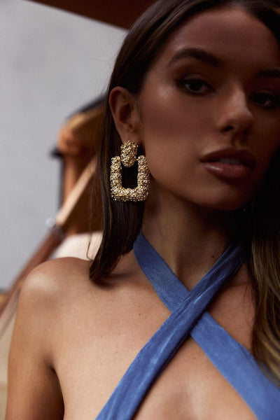 Gold Textured Earrings Rodeo Drive