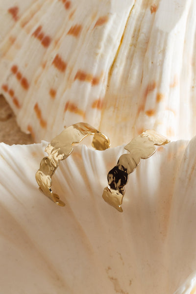 Gold Textured Hoop Earrings Shari