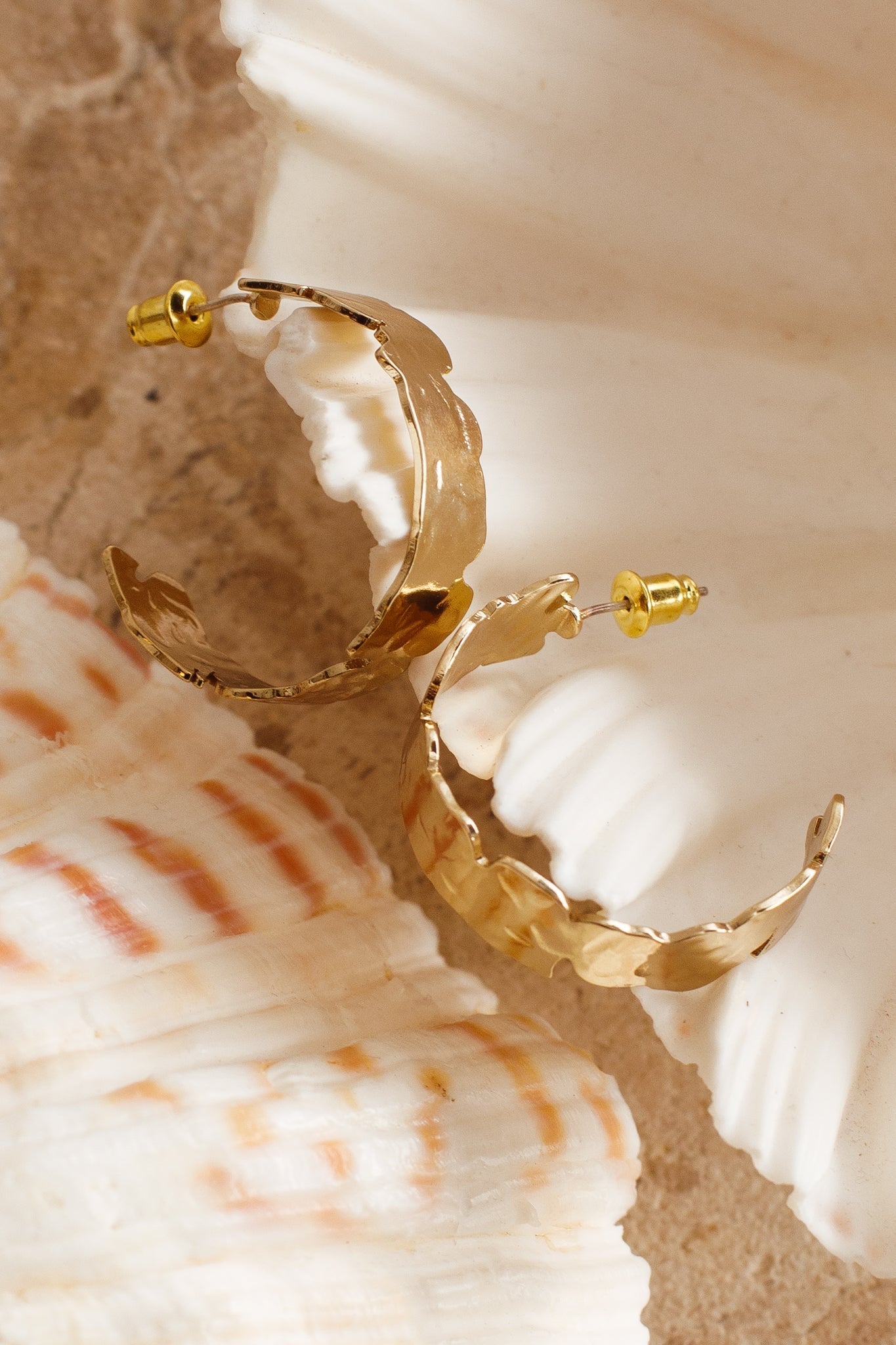 Gold Textured Hoop Earrings Shari