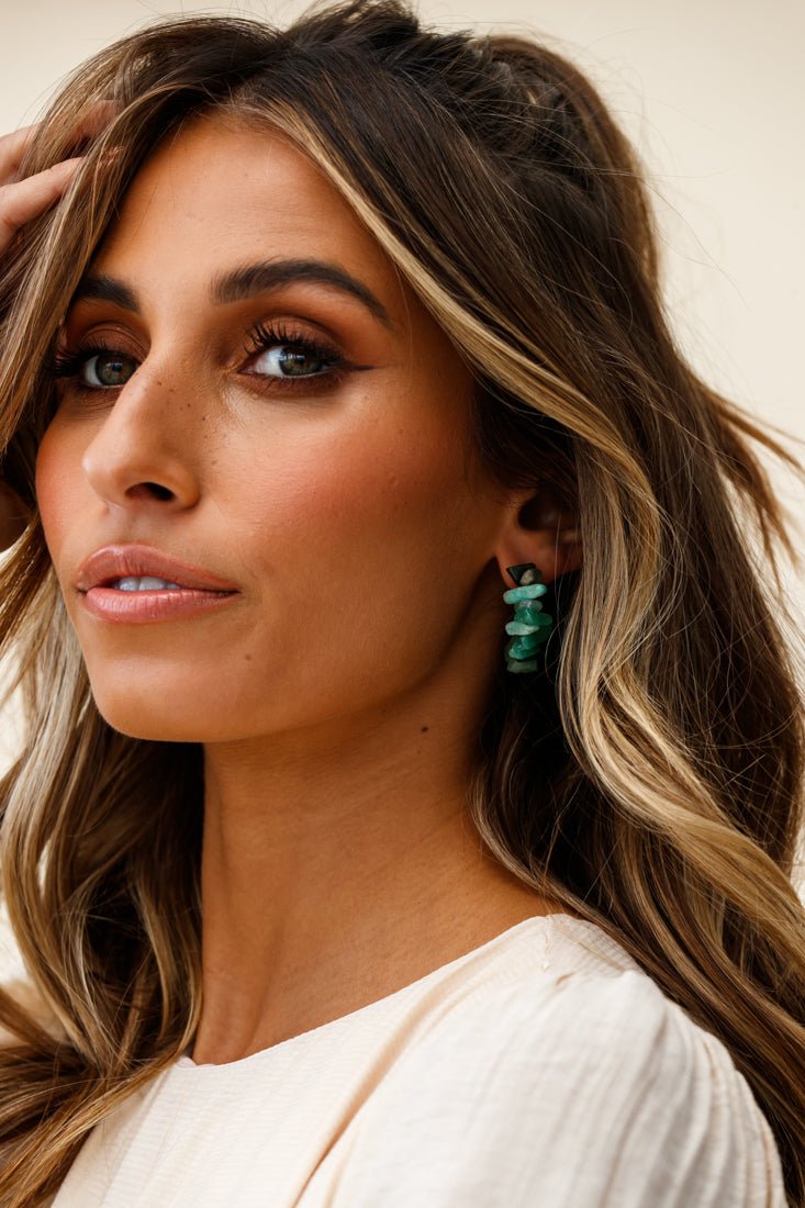 Jade Raw Stone Earrings Jasmine