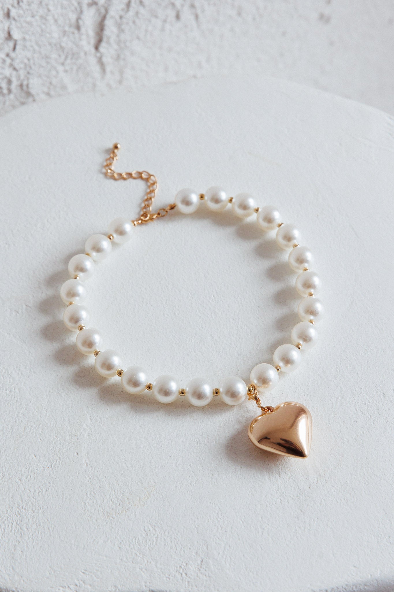 Kerri Gold Heart-Shaped Pearl Necklace