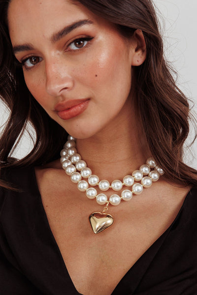 Kerri Gold Heart-Shaped Pearl Necklace