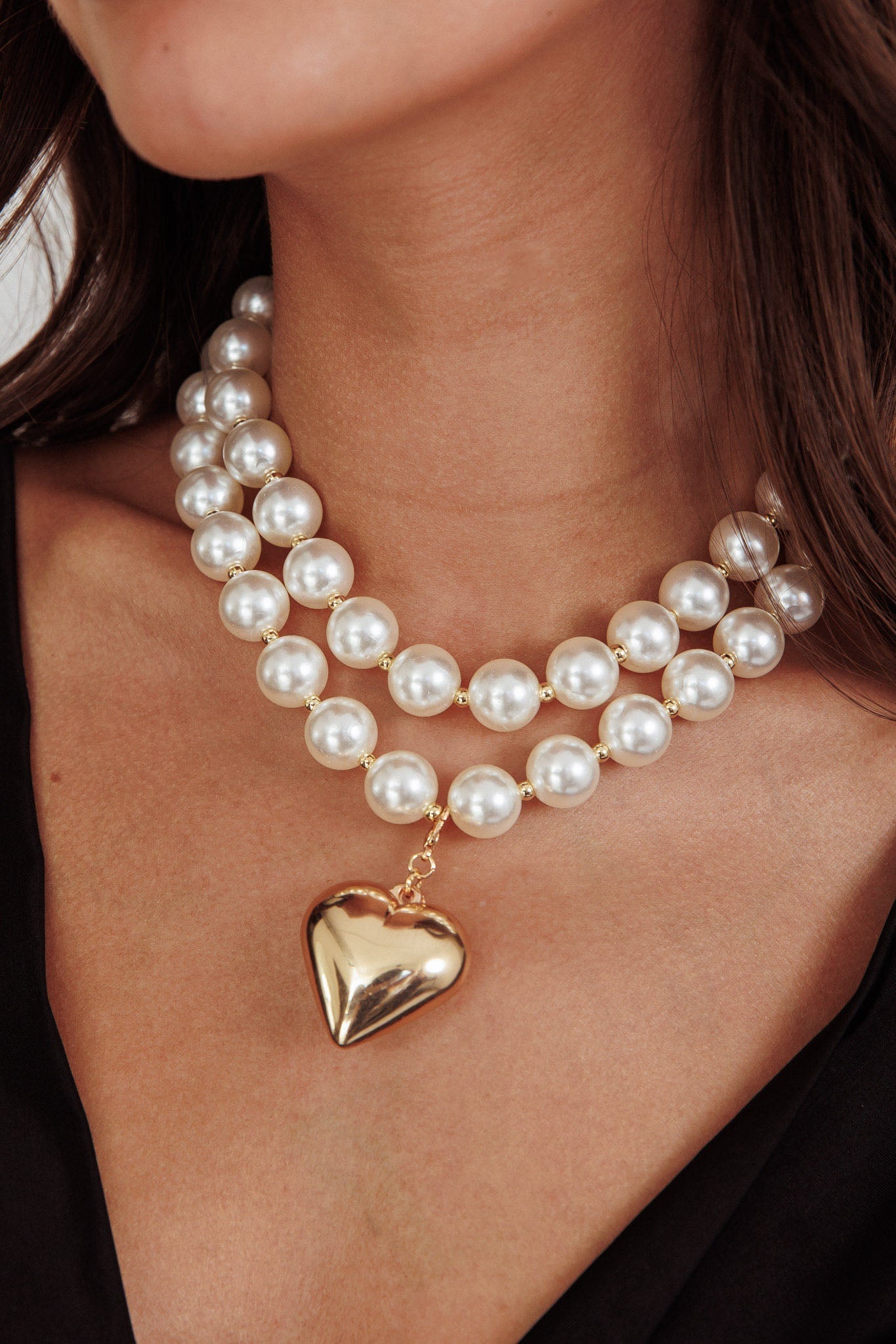 Kerri Gold Heart-Shaped Pearl Necklace