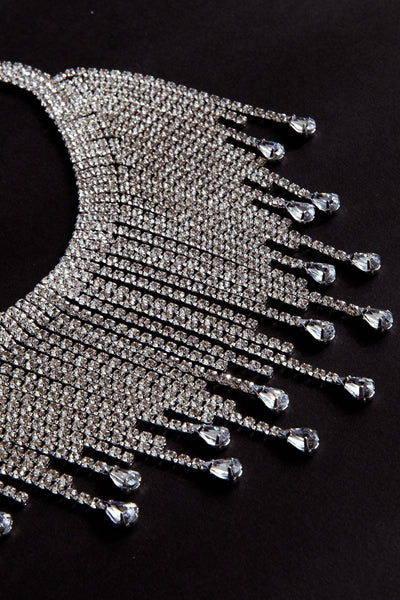 Isadora Silver Crystal Cascade Necklace