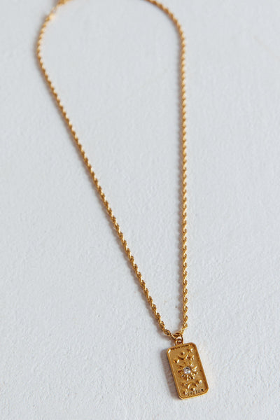Gold-Coloured Rope Necklace with Pendant