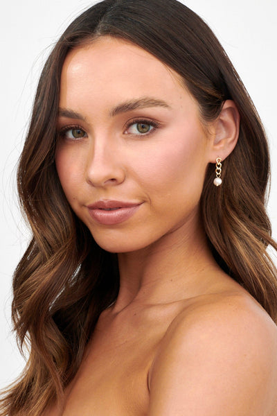 Mabel Gold Pearl Drop Chain Earrings