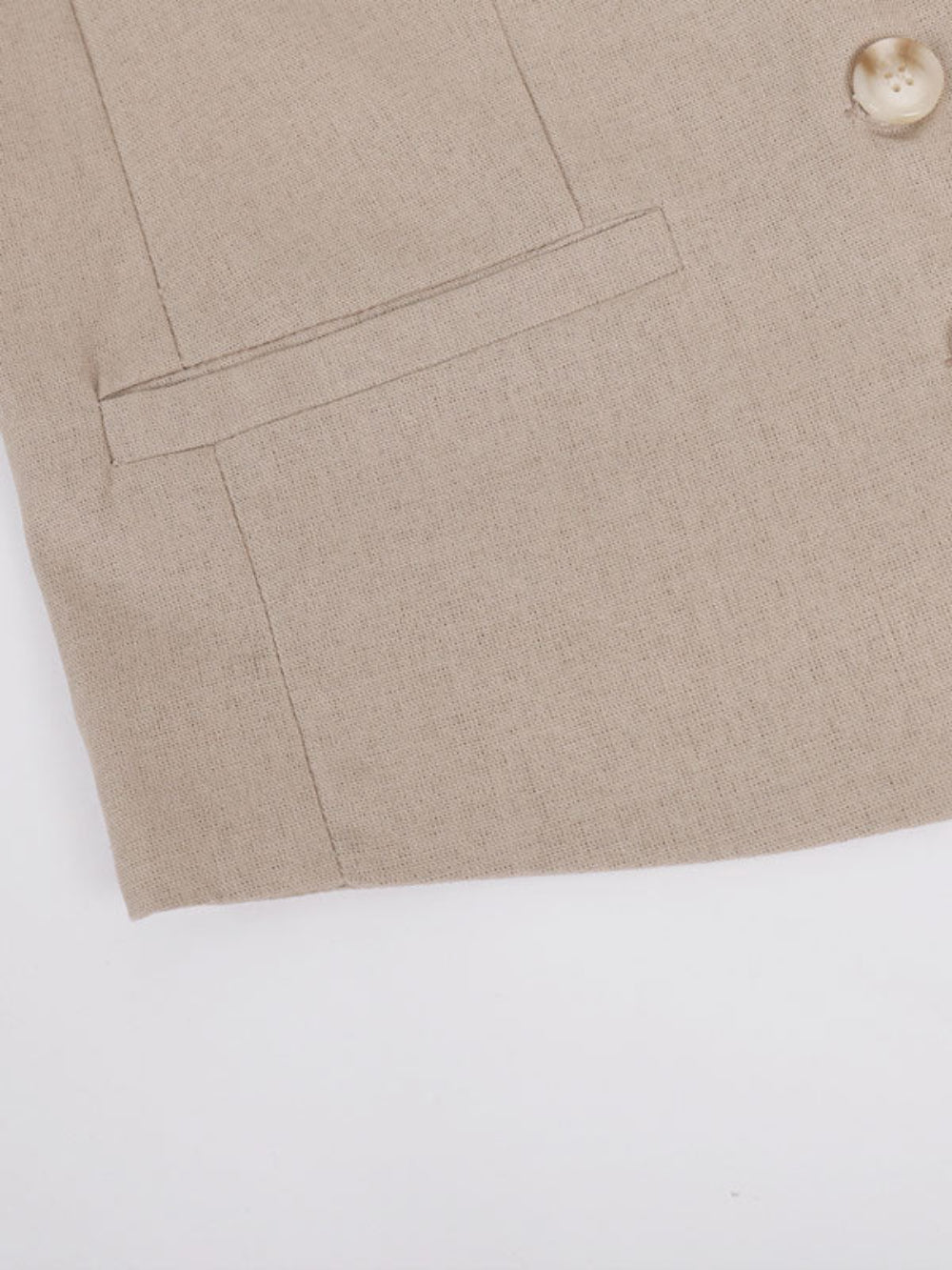 Classic V-Neck Pleated Cotton and Linen Wide Leg Trouser Set