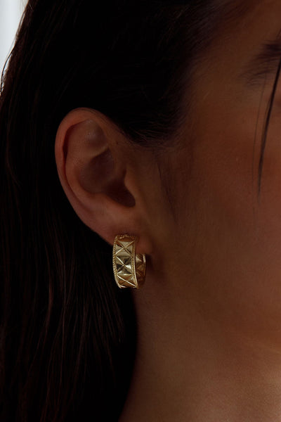 Small Engraved Gold Hoops