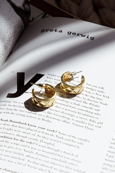 Small Engraved Gold Hoops