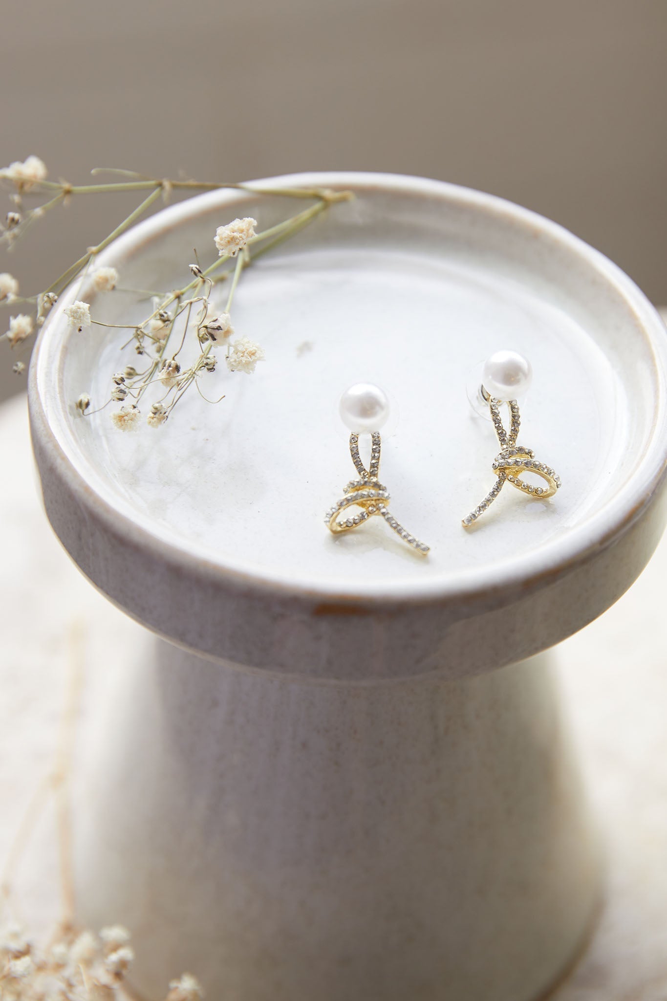 Knot Carrie Gold Crystal Drop Earrings