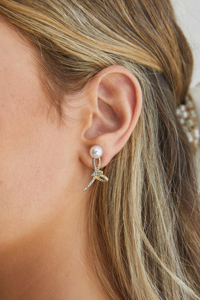 Knot Carrie Gold Crystal Drop Earrings