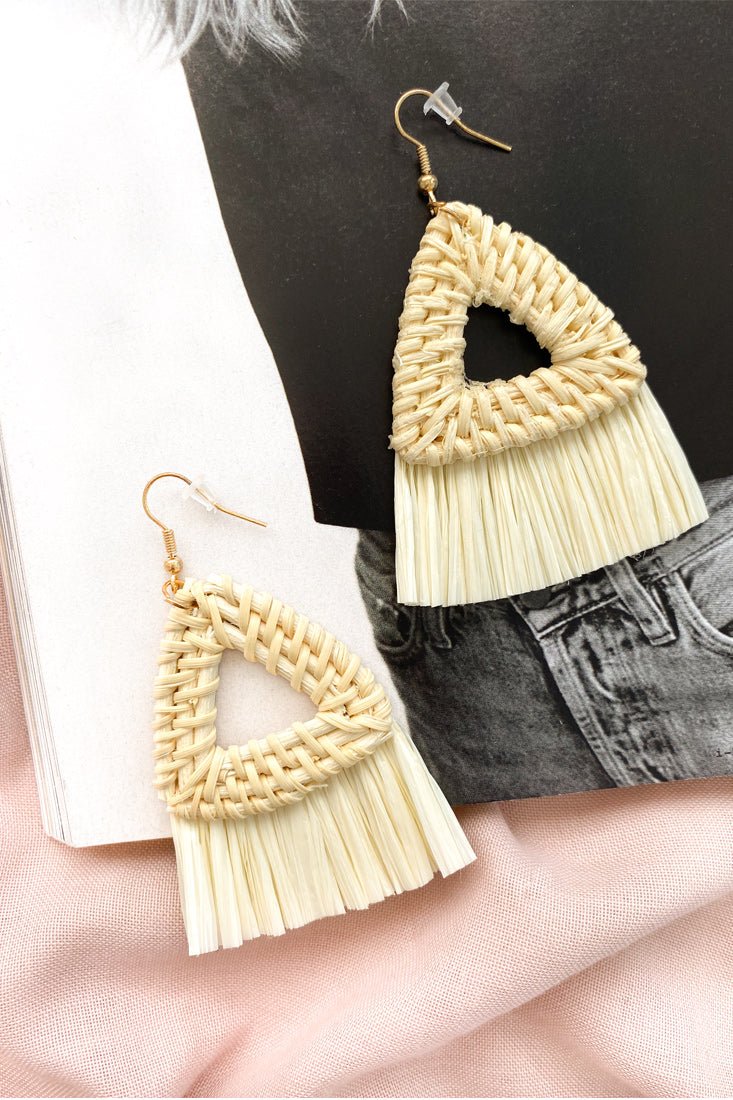 Koko Natural Woven Straw Earrings