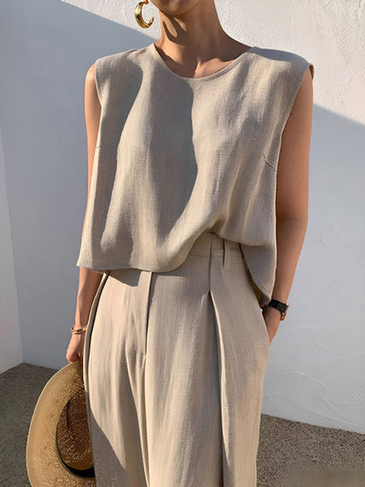 Linen Mix Casual Trouser Set