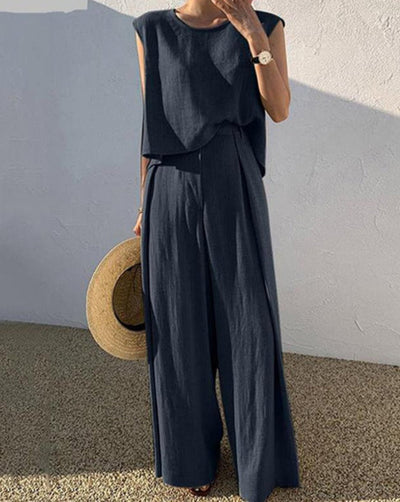 Linen Mix Casual Trouser Set