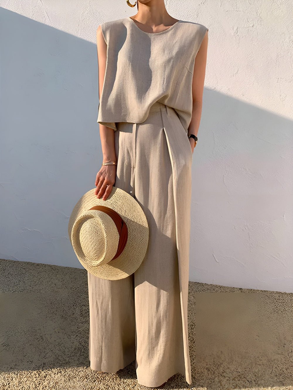 Linen Mix Casual Trouser Set