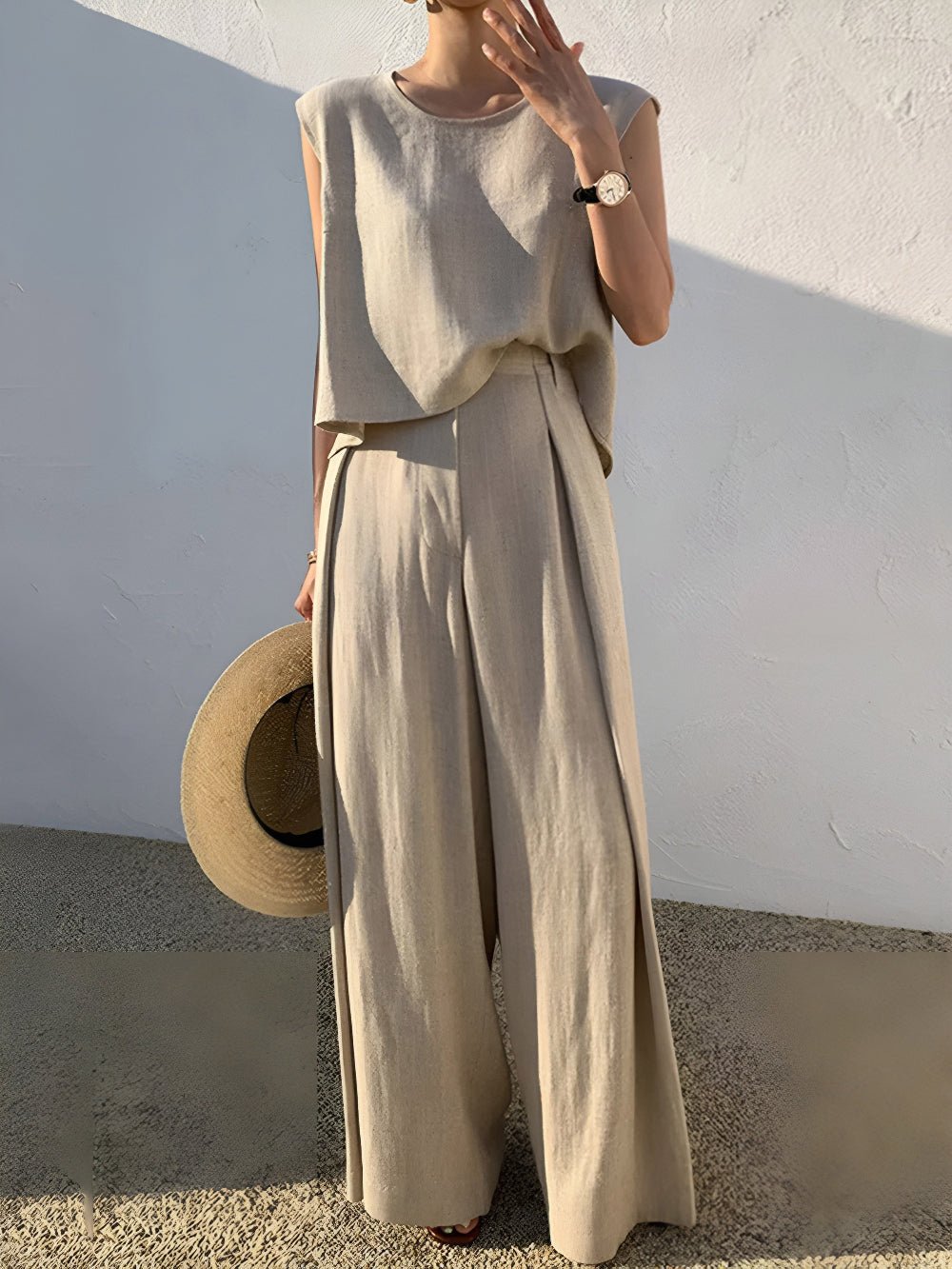 Linen Mix Casual Trouser Set