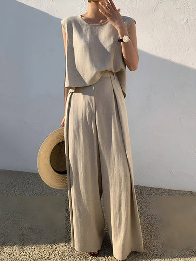 Linen Mix Casual Trouser Set