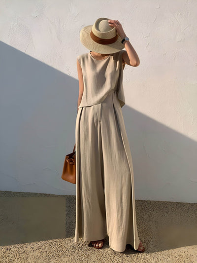 Linen Mix Casual Trouser Set
