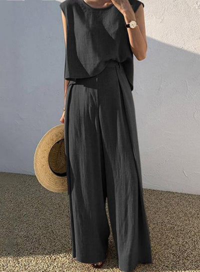 Linen Mix Casual Trouser Set