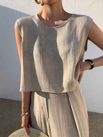 Linen Mix Casual Trouser Set