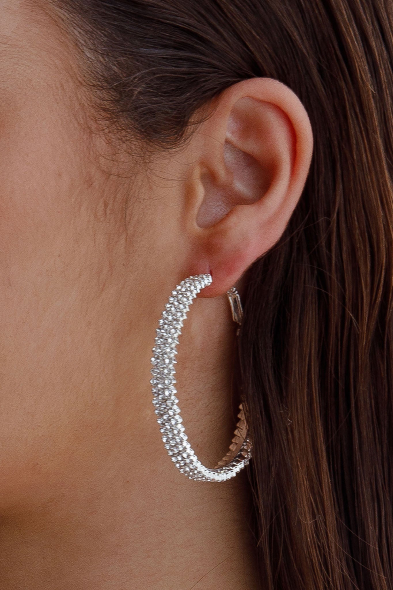 Maddy Diamante Silver Hoops