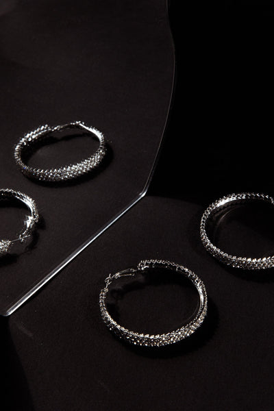 Maddy Diamante Silver Hoops