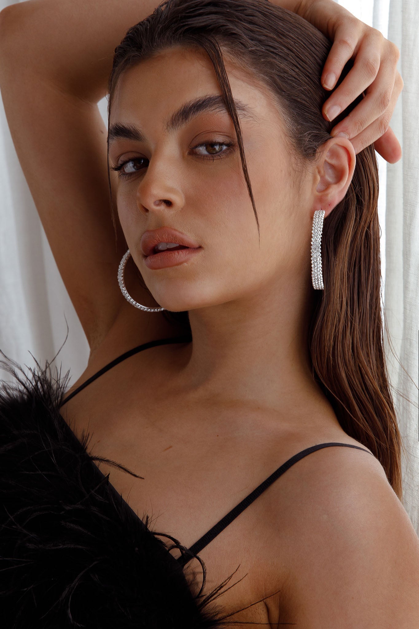 Maddy Diamante Silver Hoops