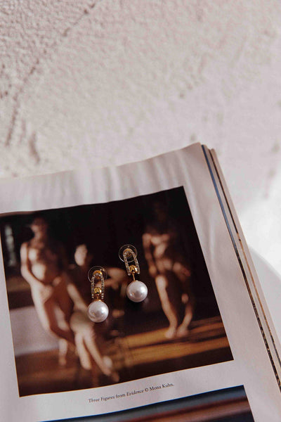 Maia Pearl Diamond Gold Earrings