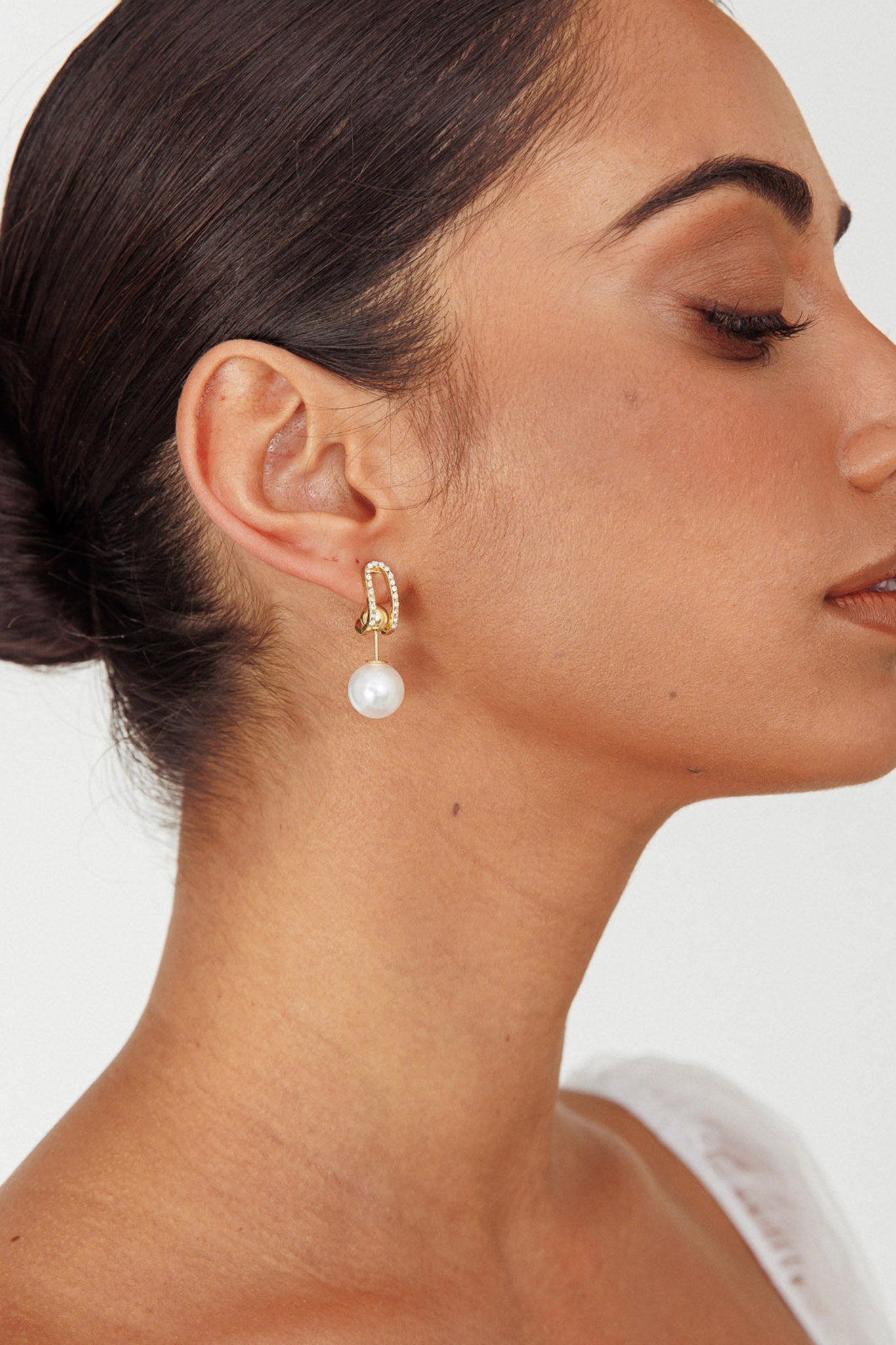 Maia Pearl Diamond Gold Earrings
