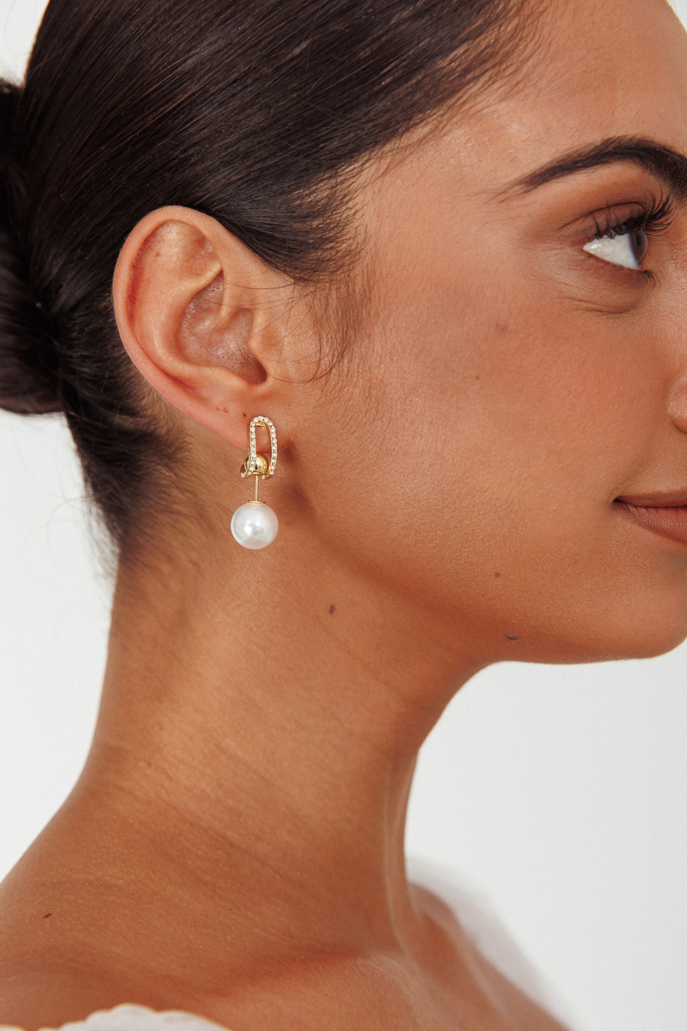 Maia Pearl Diamond Gold Earrings