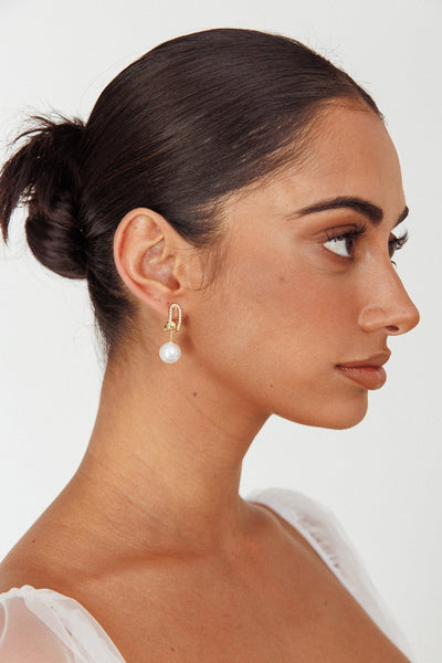Maia Pearl Diamond Gold Earrings