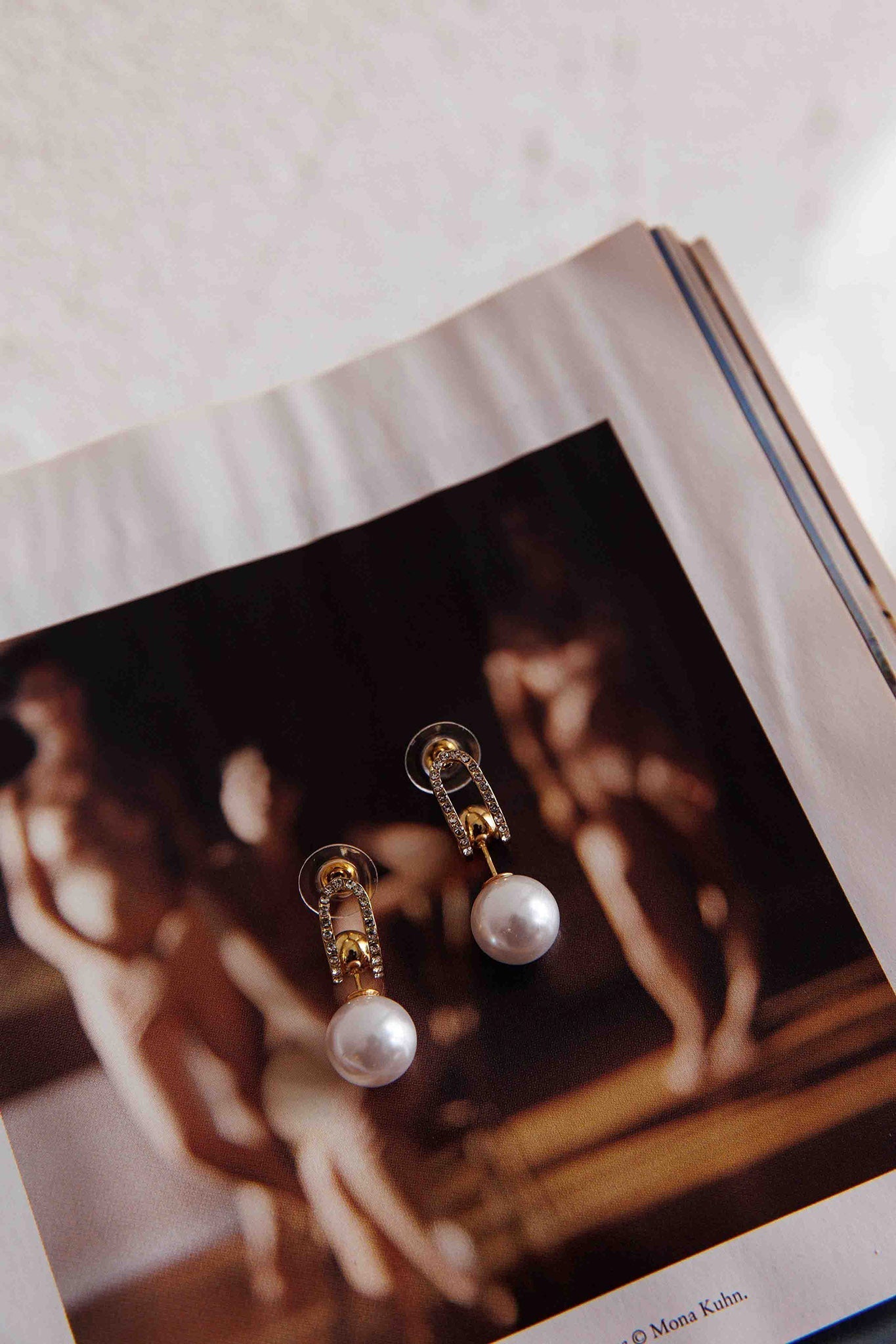 Maia Pearl Diamond Gold Earrings