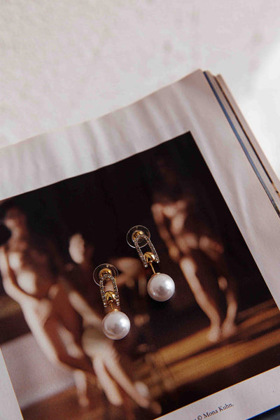 Maia Pearl Diamond Gold Earrings