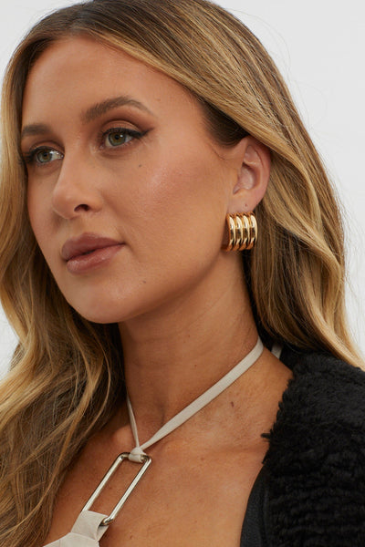 Mally Gold Striped Hoops