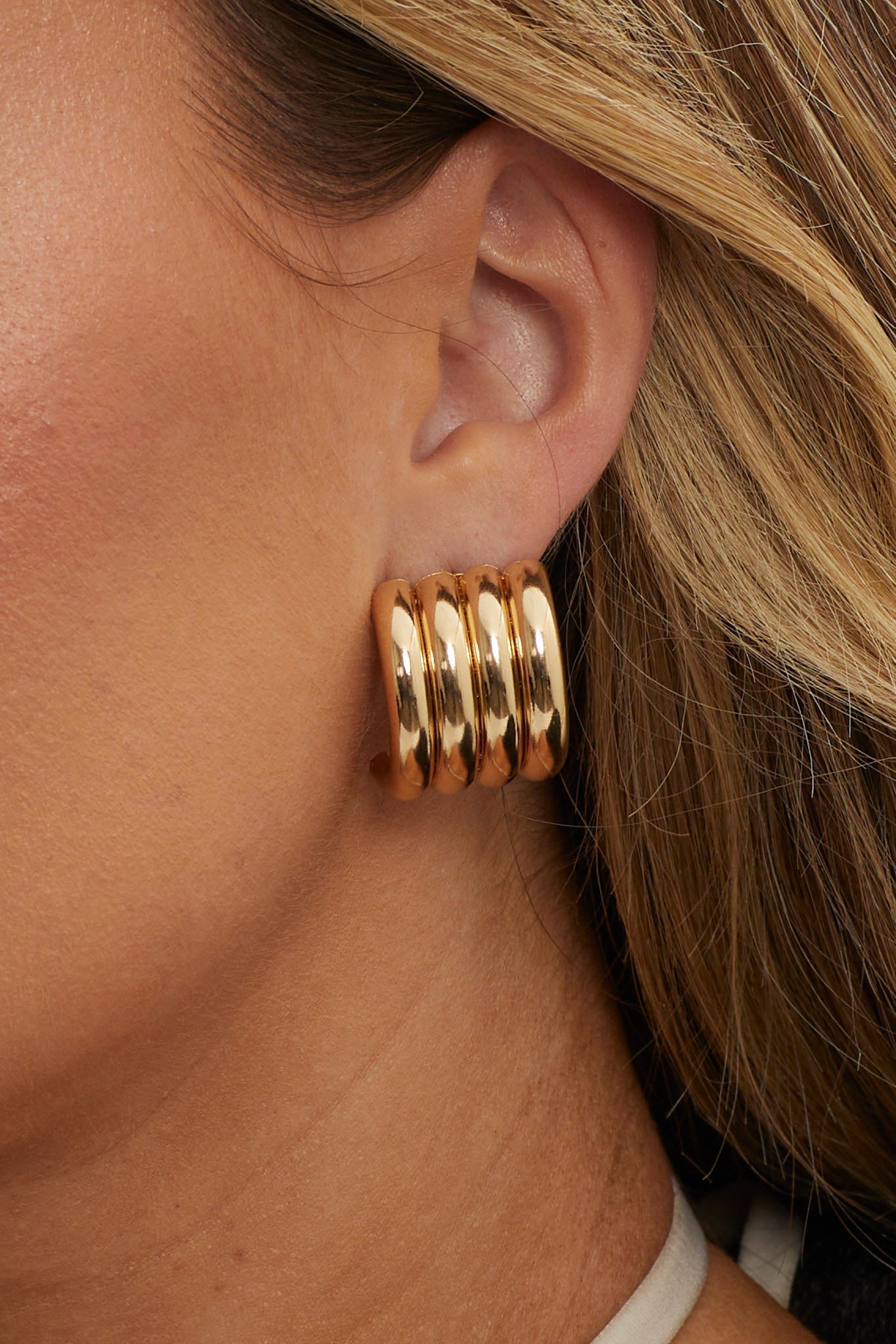 Mally Gold Striped Hoops